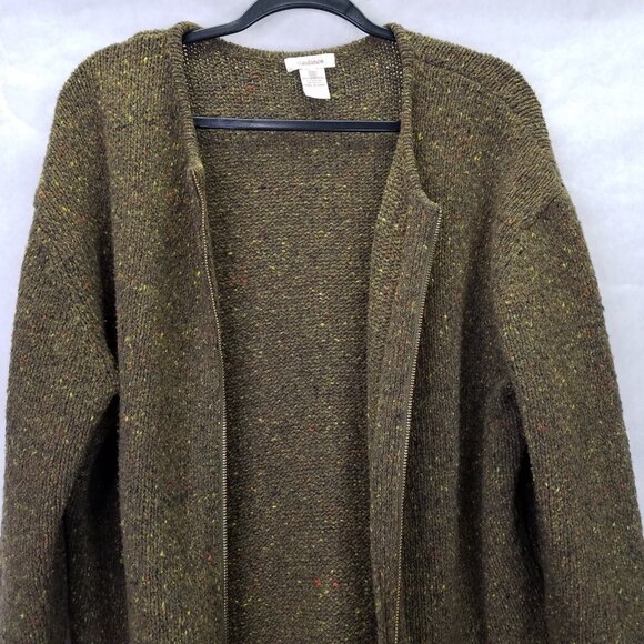 Sundance Full Zip Sweater Women's S Speckled Green Lambs Wool Cardigan Oversized - Picture 9 of 16